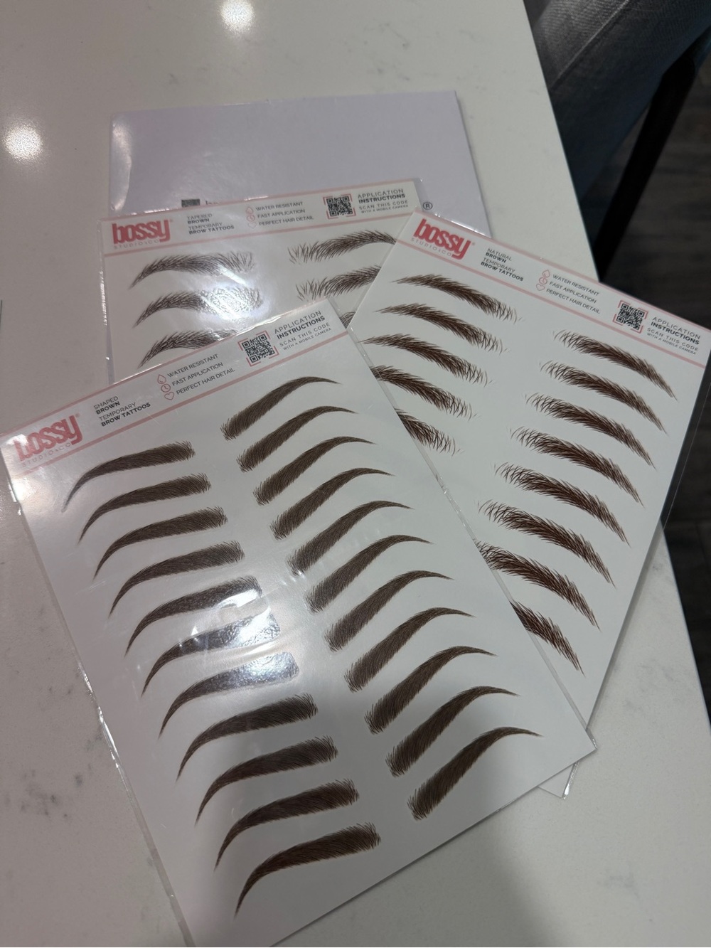 Bossy Studio, nwt, Natural Brown Peel-and-Stick Brow Tattoos - Pack of 3